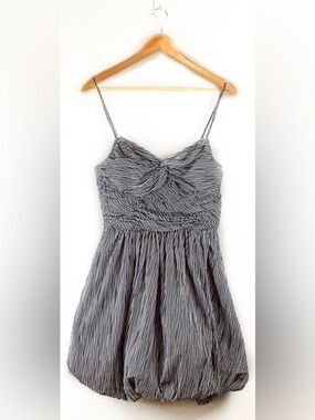 Tracy Reese Striped Knot Front Spaghetti Strap Bubble Dress Size 10 Cotton